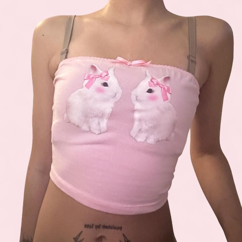 women’s pink bunny Crop-top